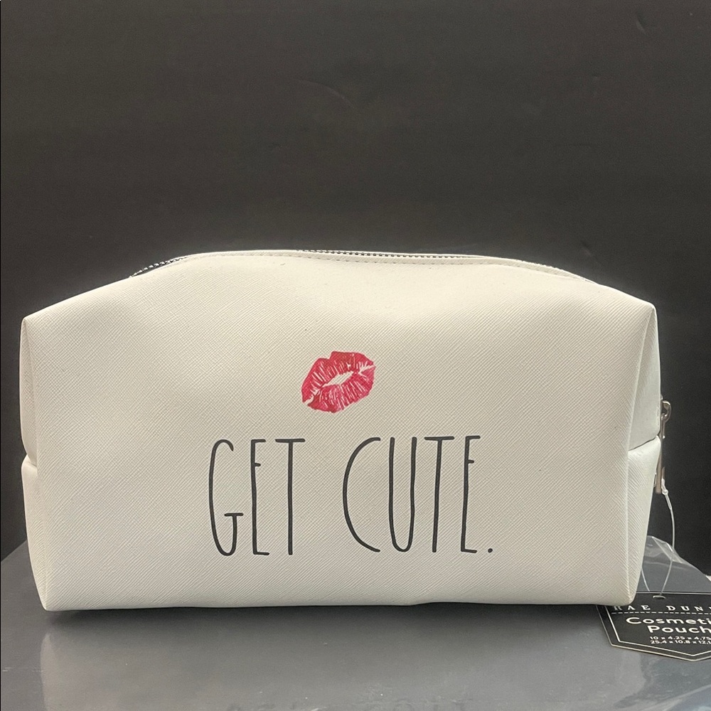 NWT Rae Dunn GET CUTE 💋 Cosmetic Pouch/Case- Zippered